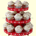 3 Tier Red Round Cupcake Display Stand For Displaying Cake Goods